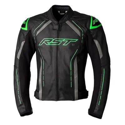 (44) RST S1 CE Leather Jacket Black / Grey / Neon Green