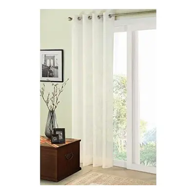 Plain ivory cream natural eyelet voile net curtain panel 56x84 inches drop 142cm x 214cm approx 