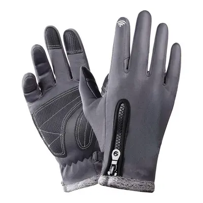 (Grey, XL) Unisex Winter Fleece Thermal Glove