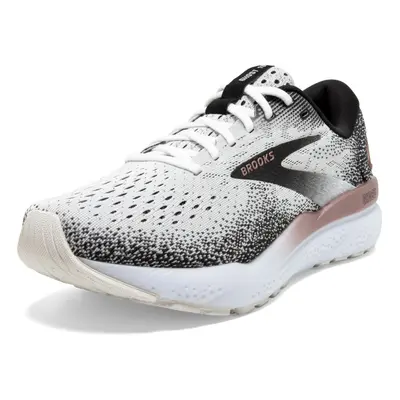 Brooks Womens Ghost Neutral Running Shoe - White/Black/Rose Gold - 6.5 Medium