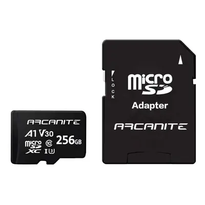 ARCANITE 256GB microSDXC Memory Card with Adapter - A1, UHS-I U3, V30, 4K, C10, Micro SD, Optima