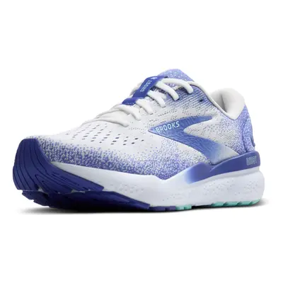 Brooks Womens Ghost Neutral Running Shoe - White/Amparo Blue/Limpet Shell - 7.5 Medium