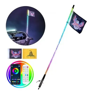 Vevor CRKJPPTDZ5YCIAWYCV9 ft. LED RGB Spiral Antenna Whip Light Remote App for ATV UTV RZR