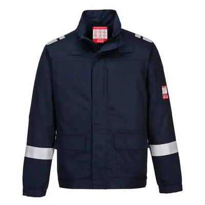 (L, Navy) Portwest Mens Bizflame Plus Stretch Jacket