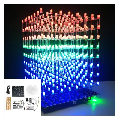 Upgraded Version DIY WIFI APP 8x8x8 3D Light Cube Kit Red Blue Green LED MP3 Music Spectrum