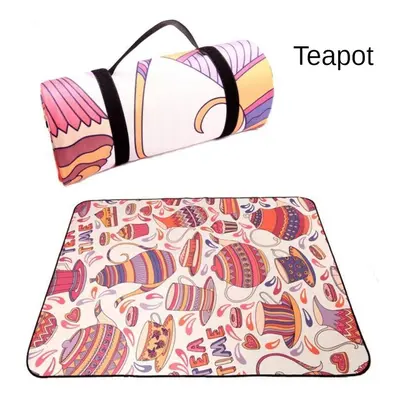 (Teapot, 150x150cm) Folding Camping Mat Outdoor Beach Picnic Nation Style Printed Thicken Sleepi