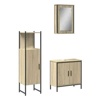 vidaXL Bathroom Furniture Set Piece Sink Cabinet Sonoma Oak Engineered Wood