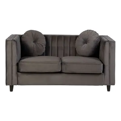 Premier Housewares Farah Seat Grey Velvet Sofa