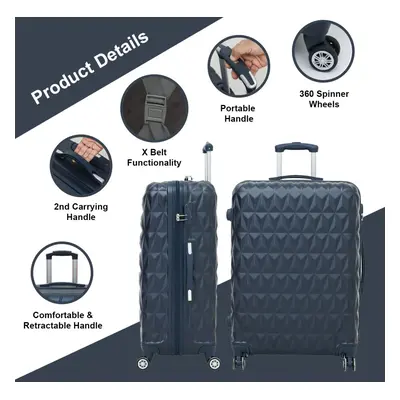 (NAVY) Medium Suitcase Hard Shell Trolley Wheel spinner