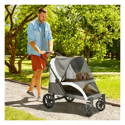 PawHut Easy Folding Pet Stroller for Large Dogs, Dark Grey