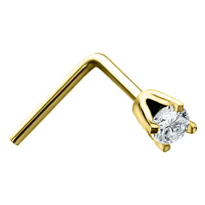 Jewelco London Ladies Solid 9ct Yellow Gold White Round Diamond Solitaire Claw Set Nose Stud 0.0