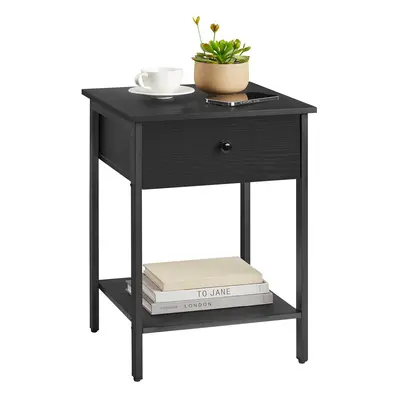 VASAGLE Nightstand End Table Side Table with Drawer and Shelf 15.7 x 15.7 x 21.7 Inches Bedroom 