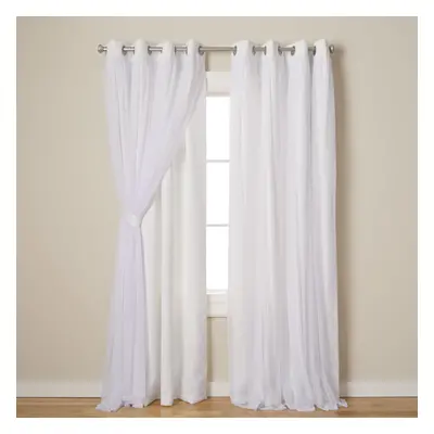 EH8256-09 2-84G Catarina Layered Solid Blackout and Sheer Window Curtain Panel Pair with Grommet