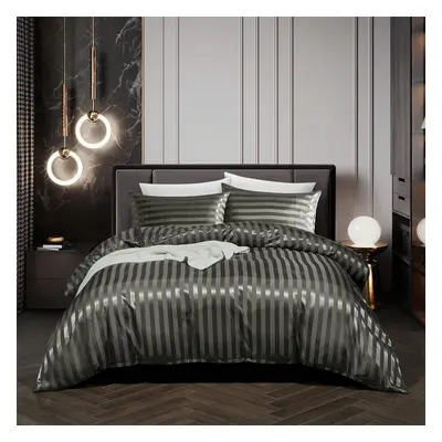 (grey, D200*200cm) Satin Simulation Silk Piece Duvet Cover Set