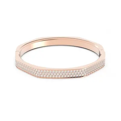 Swarovski Dextera Rose Gold-Tone Plated White Octagon Bangle - Size