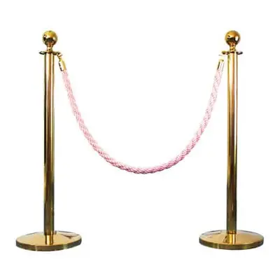 2 Prestige Brass Poles With Pink Braided Rope