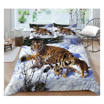 (as the picture, Cama 150--240x220cm) 3D Down Quilt Cover Bedding Set Snow Tiger Printed Down Qu