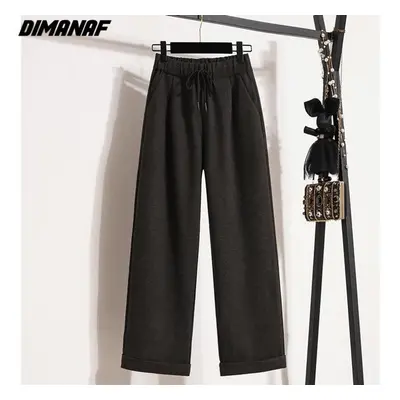 (grey, 3XL) Dimanaf New Autumn Winter Plus Size Women Pants Soft Loose Casual Thick Cotton Wool 