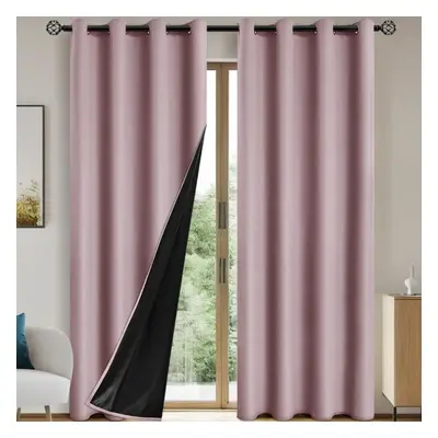 (pink, 300Ã260cm&Grommet Top) 1pc Solid Blackout Curtains With Grommets, Total Privacy Drapes F