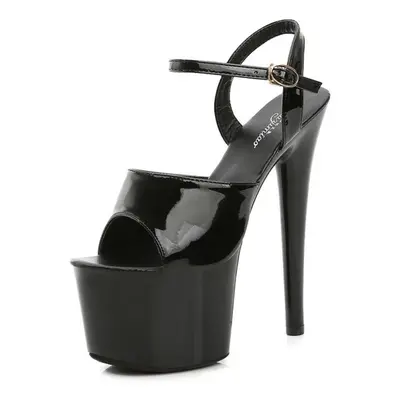 (black, 43) Sexy 17cm High Heel Sandals Patent Leather Platform Stiletto Shoes For Women Colorfu