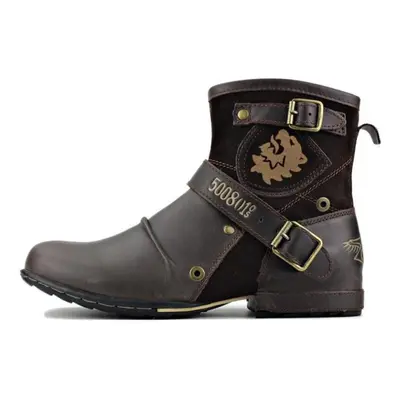 (coffee, 44) Men&apos;s Shoes Boots Warm Leather Vintage Motorcycle Male Boots Riding Retro Meta