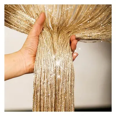 (as the picture, by 300cm) Curtain Living Room Curtains Shiny Tassel Hanging String Door Window 