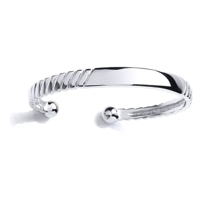 Jewelco London Boys Sterling Silver Twist Ribbed ID Torque Baby Bangle Bracelet - BN54