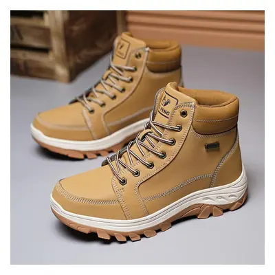 (yellow, 46) Tuinanle Man Platform Shoes Casual Winter Plush Warm Snow Boots Male High Tops Cott