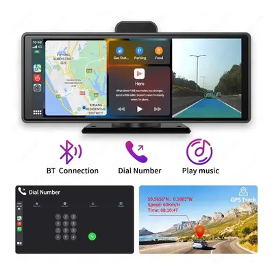 (as the picture, 128G) 10.26\" 4k Dash Cam Adas Wireless Carplay Android Auto Car Dvr 5g Wifi Gp