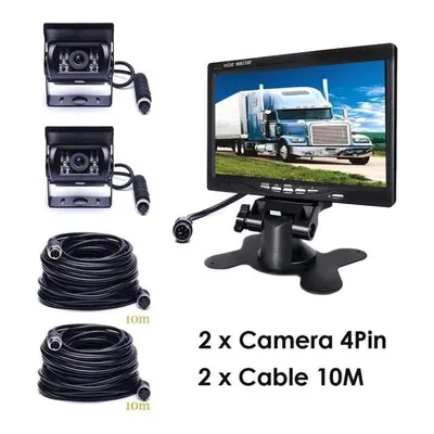 (black) Podofo Inch Lcd Truck Monitor Bus Van Parking System With Rear View Camera * 20m Cable P