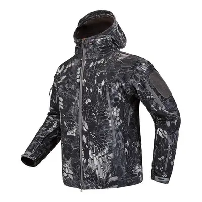 (black bean, 4XL) Men Soft Shell Military Jacket Waterproof Fleece Tactical Camouflage Jacket Wi