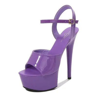 (purple, 38) Platform Catwalk Artifact Model High Heels Thin Sexy Waterproof Platform Female