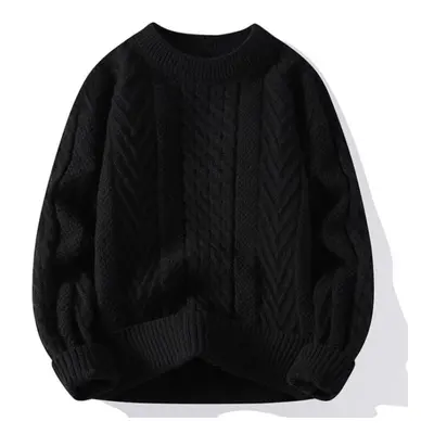 (black, M) Autumn And Winter Half High Neck Sweater Men&apos;s Trend Thickened Warm Casual Versa