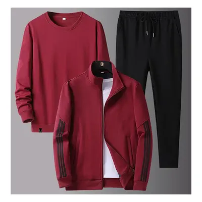 (red, XXXXXL) Spring And Autumn Sports Suit Men &apos;s Large Size Casual Sportswear -piece Set