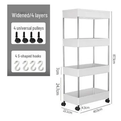 (white, Widened version, layers) Mobile Kitchen & Bathroom Gap Storage Rack