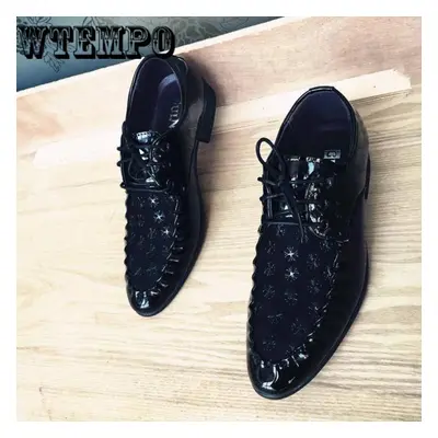 (as the picture, 41) Men&apos;s Glossy Leather Surface Breathable Pointed Toe Casual Black Busin