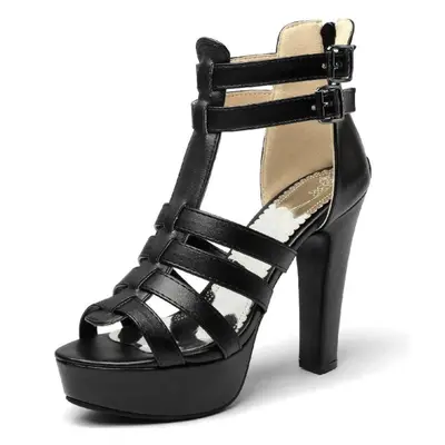 (black, 41) Women High Heels Pumps Summer Shoes Sandals Platform Peep Toe Party Dance Shoes Plus