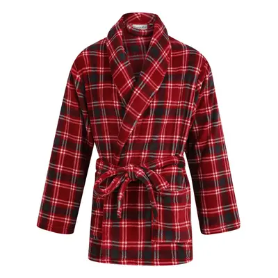 (Red, Large) Walker Reid Mens Checked Fleece Bed Jacket