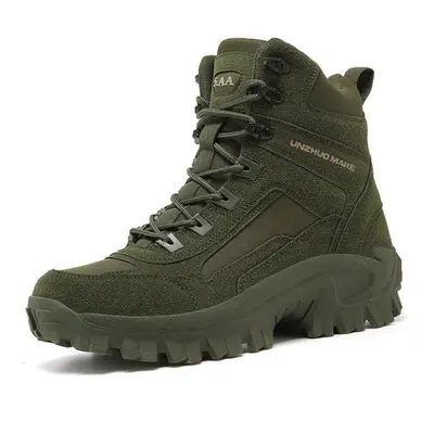 (army green, 42) Men&apos;s Military Training Boots Outdoor Hiking Shoes