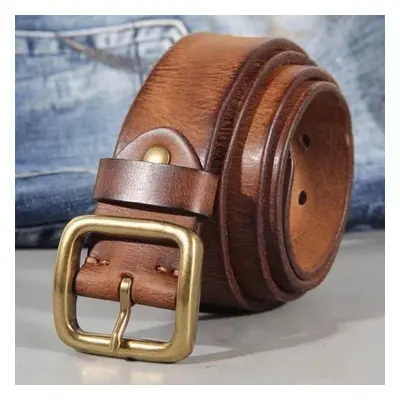 (brown, 125cm) Paul Genuine Leather Men&apos;s Miss Belt Men&apos;s Genuine Leather Pin Buckle Y