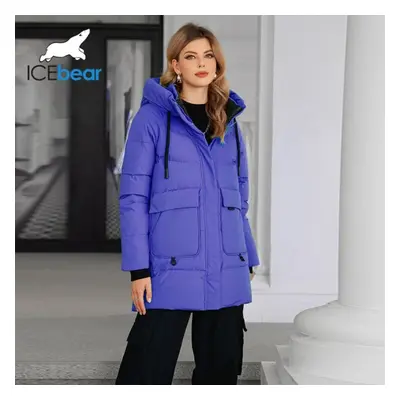 (purple, 42) Icebear Women&apos;s Padded Jacket New Winter With Hooded Zipper Stylish Warm Jacke