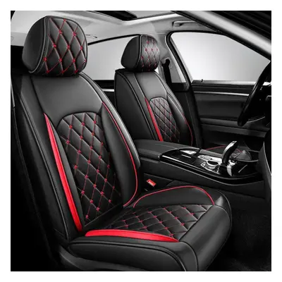 (black,red, One Seat) New Pu Leather Full Front Seat Cover Waterproof Durable Breathable Univers