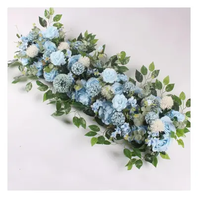 (sky blue, cm) 50/100cm Wedding Flower Wall Arrangement Supplies Silk Artificial Flower Row Deco