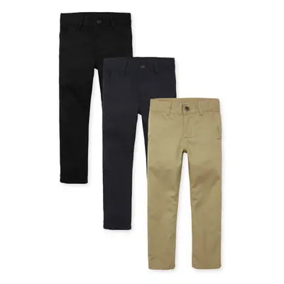 The Children's Place Boys Stretch Skinny Chino Pants Flax/New Navy/Black Pack 4S