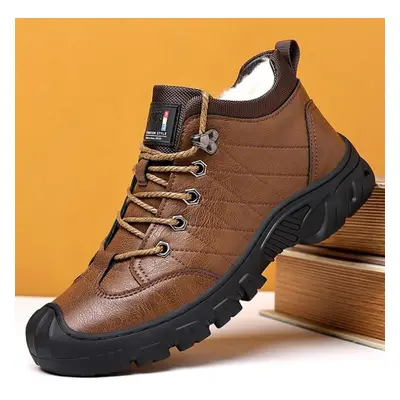 (orange, 41) Men&apos;s Winter Warm Boots, Outdoor Hiking Shoes, Men&apos;s Casual Short Boots, 