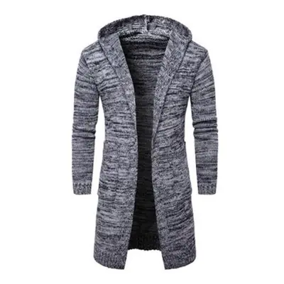 (grey, XL) Resetvawo Ynlewardrobe Men Sweater Long Cardigan Hooded Sweater Outer Wear Coat Knit 