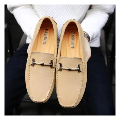 (beige, EU: 44) Men's Moccasins Horse Bit Loafer Driving Gommino Comfort Flats Casual Slip-ons P