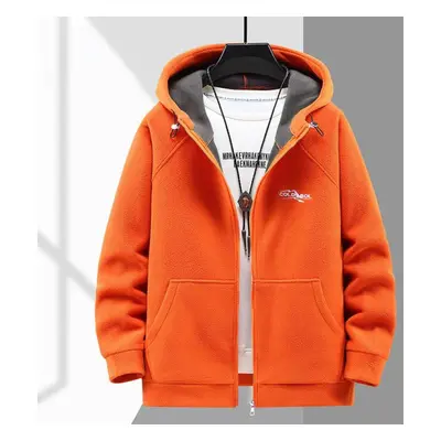 (orange, 6XL) Men&apos;s Fall And Winter Thickened Shaker Jacket Oversized Warm Hooded Jacket