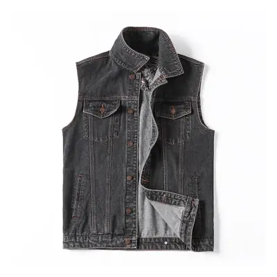 (grey, L) Military Denim Vest Men Outdoors Cotton Multi Pocket Sleevless Jean Jacket Tactical Wa