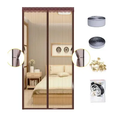 (coffee, W105 x H220cm) Summer Magnetic Screen Door Curtain Net Anti Mosquito Insect Fly Bug Roo